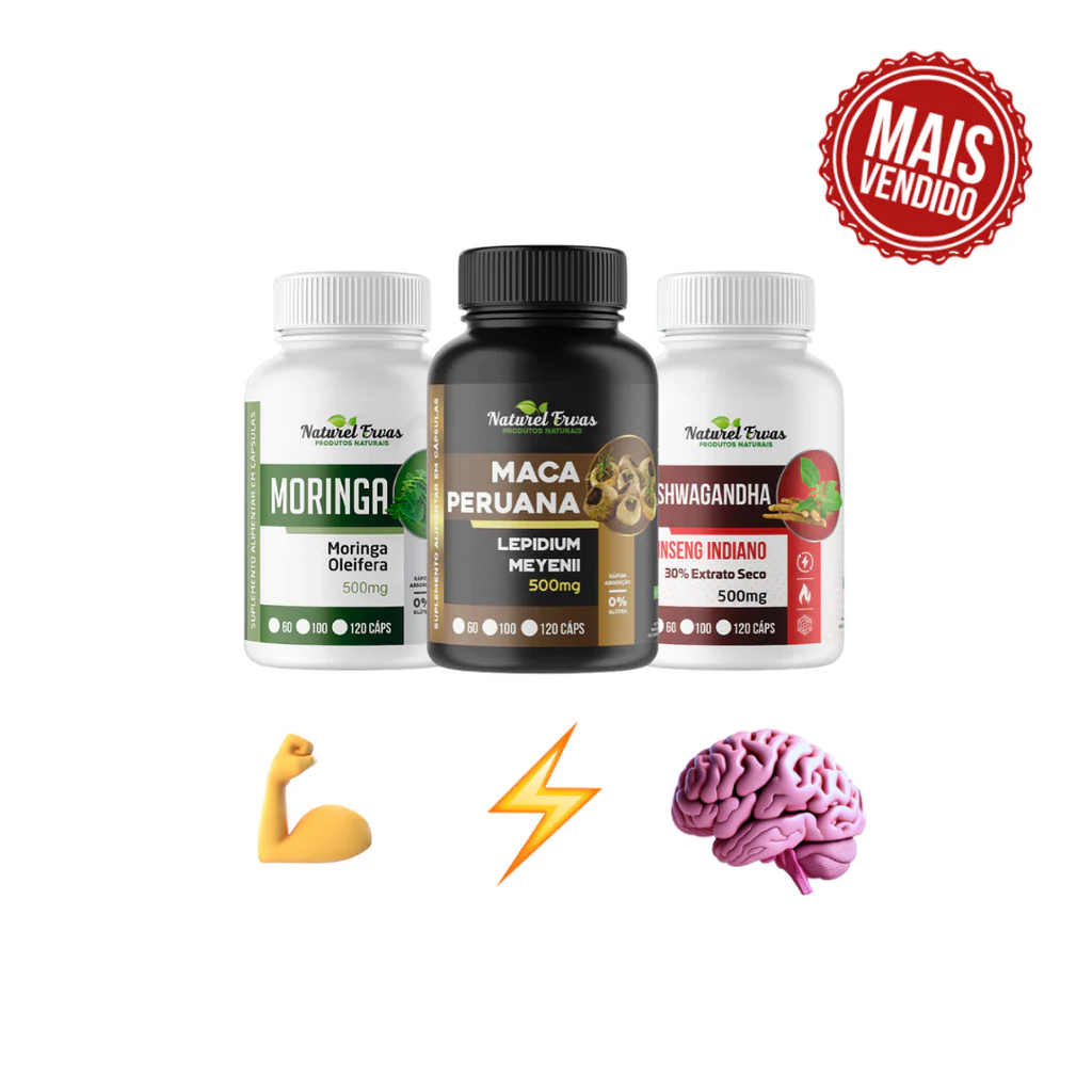 💣 Combo Moringa + Maca Peruana + Ashwagandha |120 Cápsulas